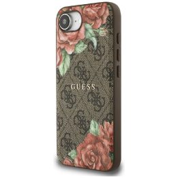 Telefono dėklas iPhone 16e, rudas, su gėlių raštu, MagSafe