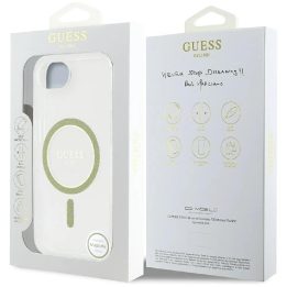 iPhone 16 dėklas Guess skaidrus su blizgučiais MagSafe