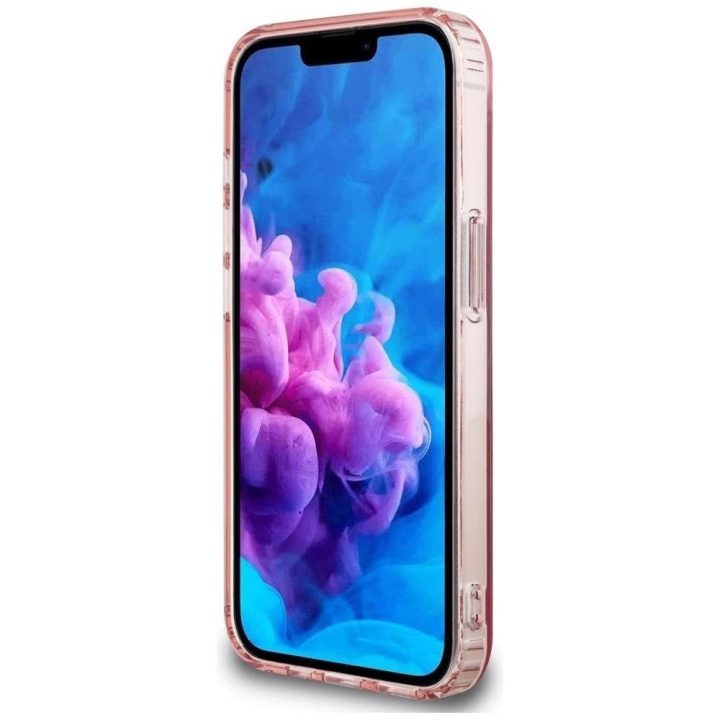 iPhone 16e dėklas Guess rožinis blizgus MagSafe