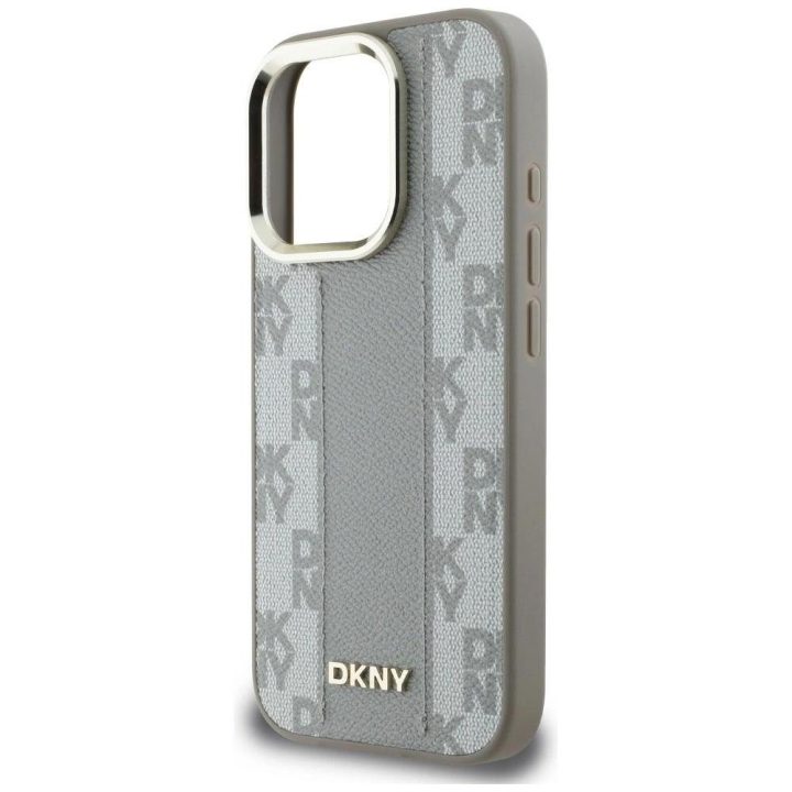 iPhone 16 Pro dėklas DKNY smėlio spalvos languotas