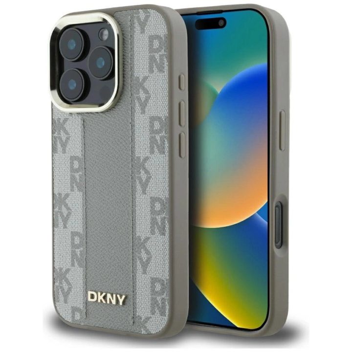 Telefono dėklas iPhone 16 Pro Max, smėlio spalvos, languotas