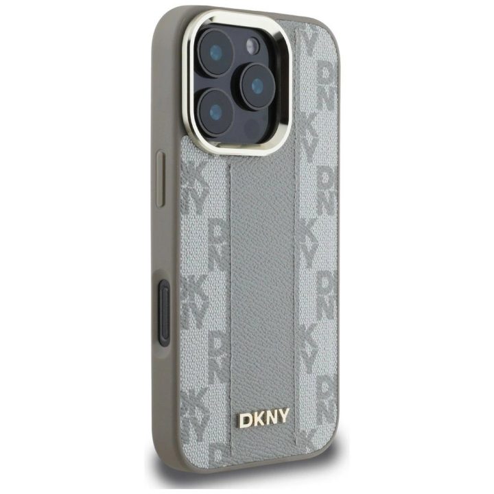 Telefono dėklas iPhone 16 Pro Max, smėlio spalvos, languotas