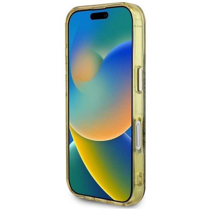 iPhone 16 dėklas Guess rudas su blizgučiais ir MagSafe