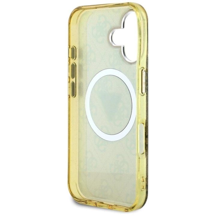 iPhone 16 dėklas Guess rudas su blizgučiais ir MagSafe