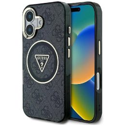 iPhone 16 dėklas Guess juodas su blizgučiais ir MagSafe
