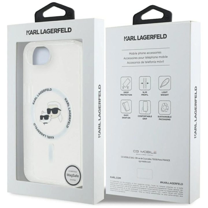 iPhone dėklas su Karl Lagerfeld ir Choupette dizainu, baltas