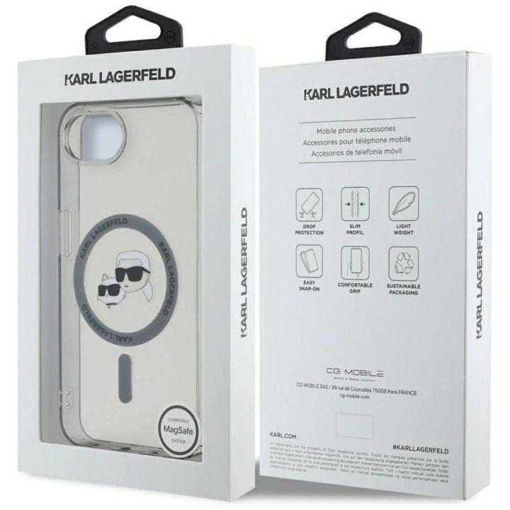 iPhone dėklas su Karl Lagerfeld ir Choupette dizainu, juodas