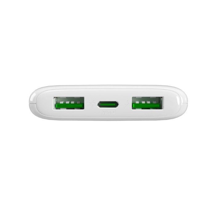 Išorinė baterija 10000 mAh balta su USB-C ir USB-A