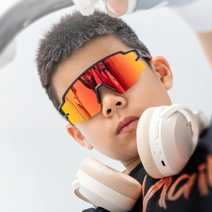 Dviračių akiniai vaikams rožiniai su UV apsauga