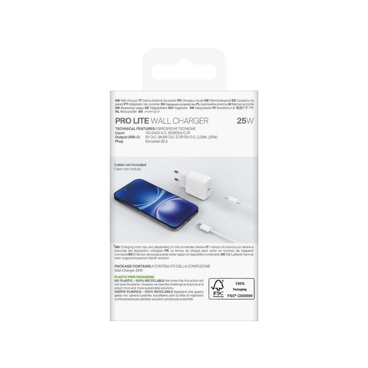 Telefono įkroviklis USB-C 25W baltas Prolite