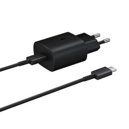 Telefono įkroviklis Samsung 25W su USB-C laidu juodas