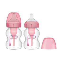 Plataus kaklelio rožiniai kūdikių buteliukai, 150 ml, 2 vnt.