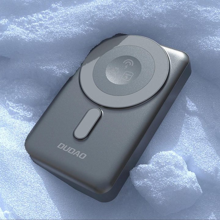Pilkas 10000 mAh MagSafe išorinis akumuliatorius su stovu