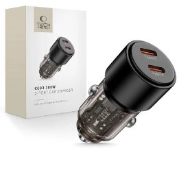 Juodas dviejų jungčių 100 W automobilinis įkroviklis