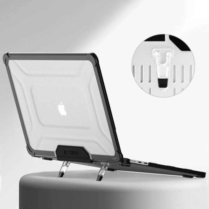 Permatomas ir juodas apsauginis dėklas MacBook Air 13 2023–2025