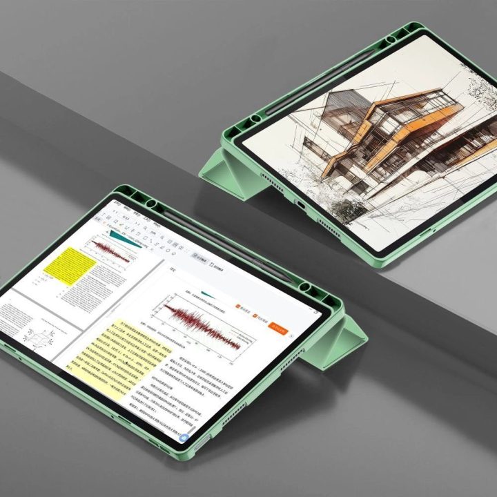Žalias apsauginis dėklas su laikikliu Lenovo Idea Tab Pro 12.7 planšetei