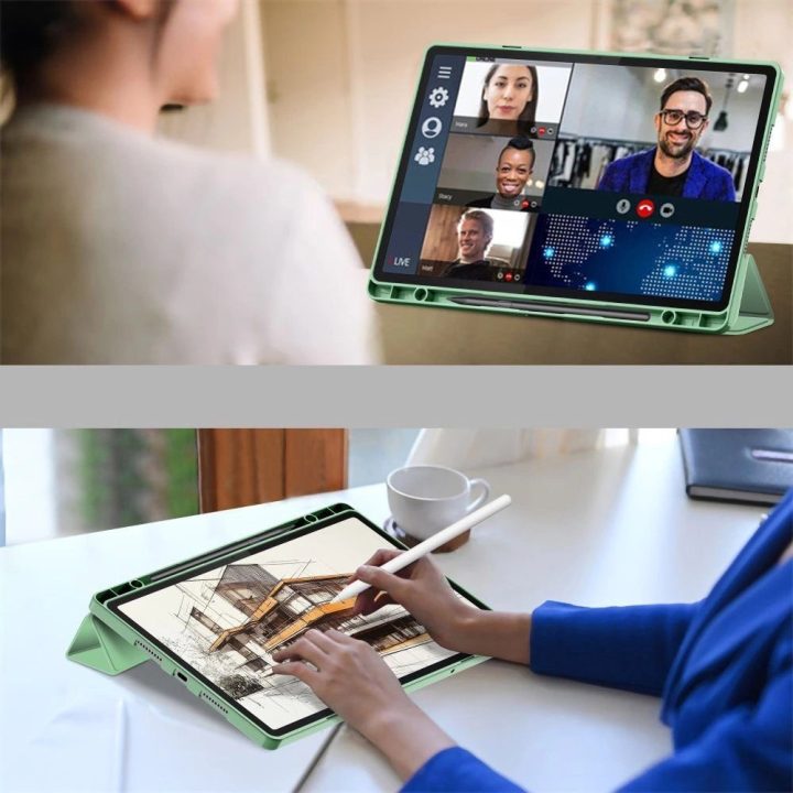 Žalias apsauginis dėklas su laikikliu Lenovo Idea Tab Pro 12.7 planšetei