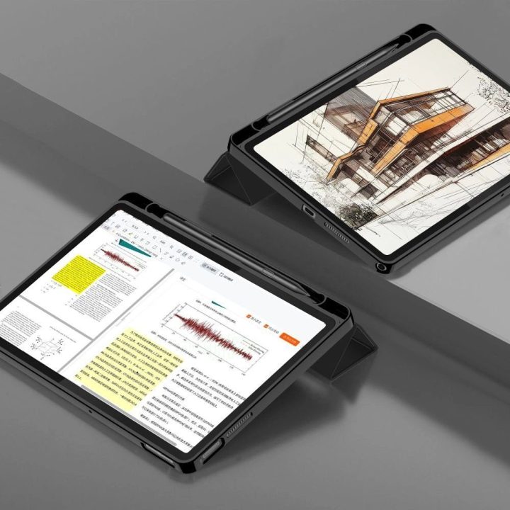 Juodas apsauginis dėklas su rašiklio vieta Lenovo planšetei