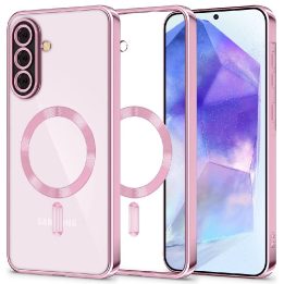 Skaidrus rožinis apsauginis dėklas Samsung Galaxy A56 5G telefonui