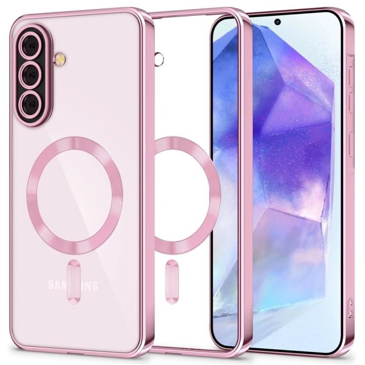 Skaidrus rožinis apsauginis dėklas Samsung Galaxy A56 5G telefonui