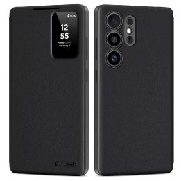 Juodas matinis magnetinis dėklas–piniginė Samsung S25 Ultra telefonui