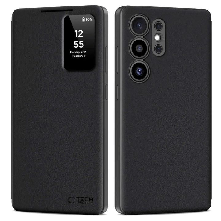 Juodas matinis magnetinis dėklas–piniginė Samsung S25 Ultra telefonui
