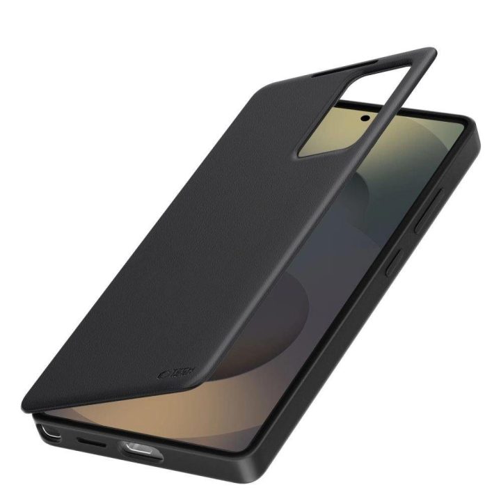 Juodas matinis magnetinis dėklas–piniginė Samsung S25 Ultra telefonui