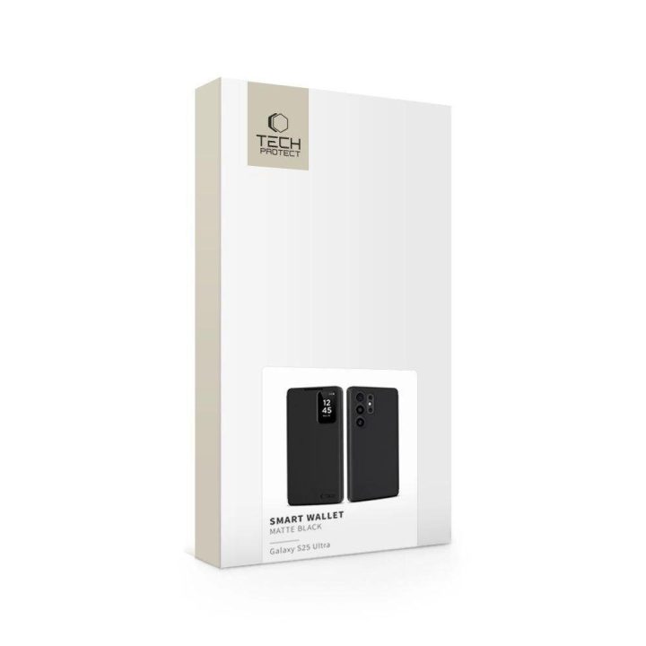 Juodas matinis magnetinis dėklas–piniginė Samsung S25 Ultra telefonui