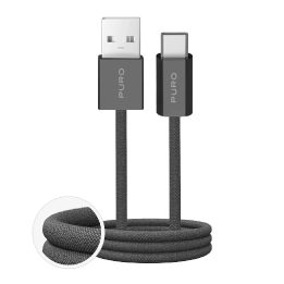 Tamsiai žalias USB-A į USB-C laidas su pynute, 1,5 m, 10 W