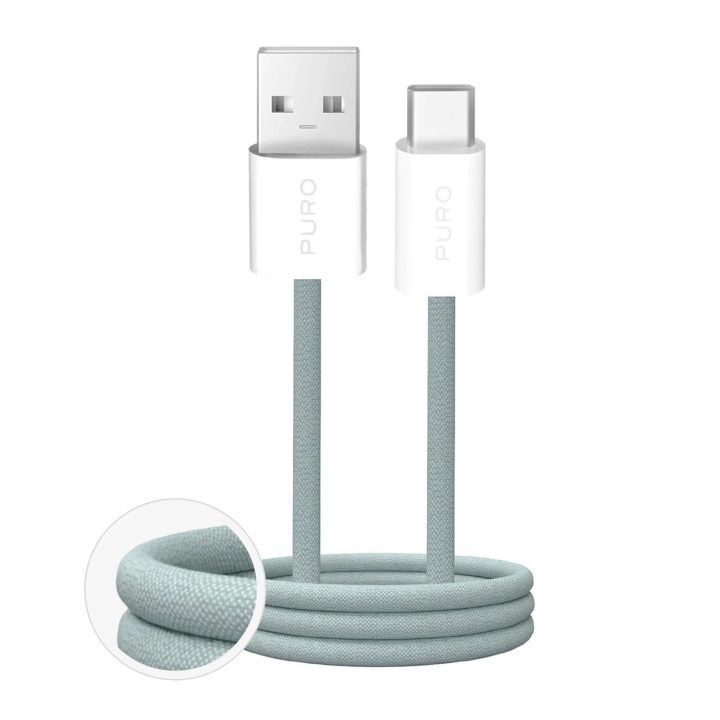 Žalias 1,5 m USB-A į USB-C laidas su pynute, 10 W