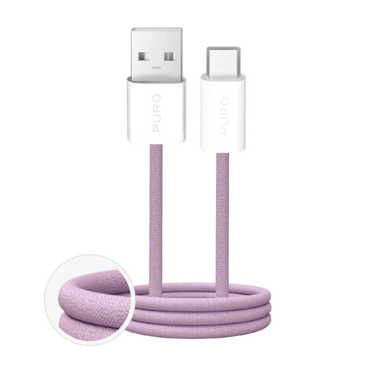 Rožinis 1,5 m USB-A į USB-C laidas su pynute