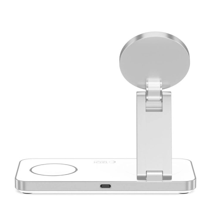 Baltas 3 in 1 belaidis MagSafe įkroviklis su USB-C laidu