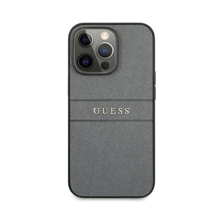 Telefono dėklas iPhone 13 Pro pilkas su Saffiano dirželiu