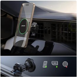 Automobilinis laikiklis su 15 W belaidžiu Qi2 įkrovikliu, juodas
