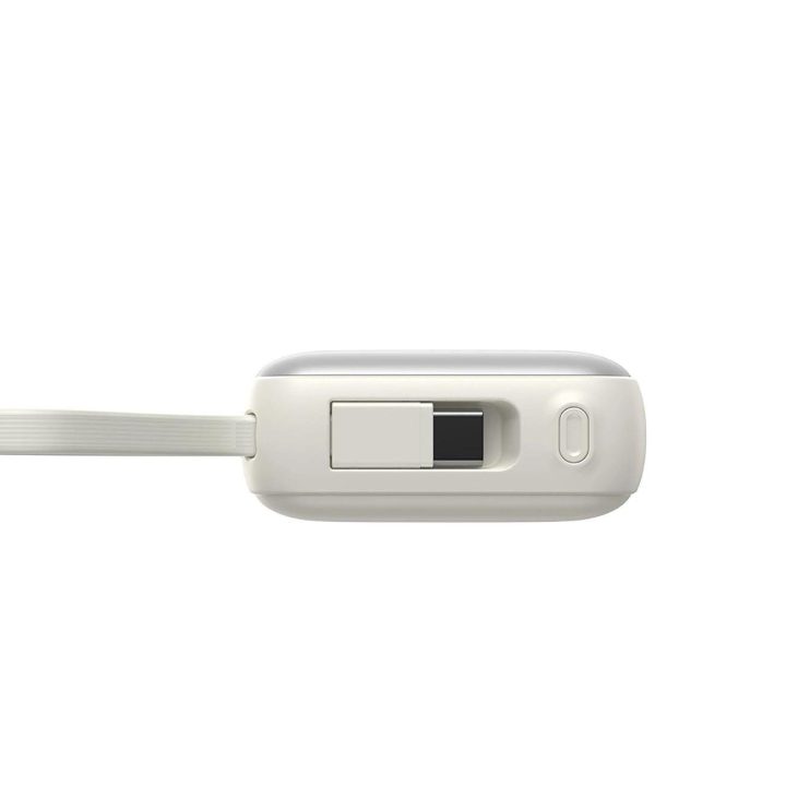 Išorinė baterija su USB-C ir Lightning laidais, balta, 10000 mAh