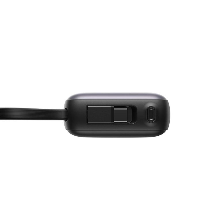 Išorinė baterija juoda su USB-C ir Lightning laidais, 10000 mAh