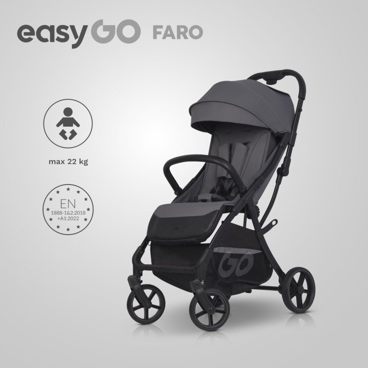 Vaikiškas vežimėlis pilkos spalvos EASY GO FARO