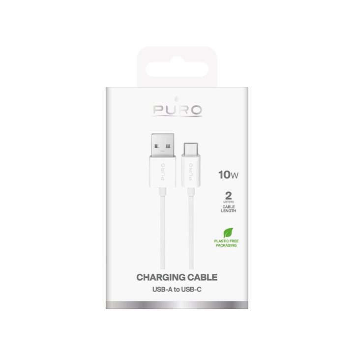 USB-C įkrovimo laidas 2 m ilgio, baltas, 10 W galios