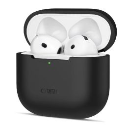 Juodas silikoninis dėklas AirPods 4 ausinėms
