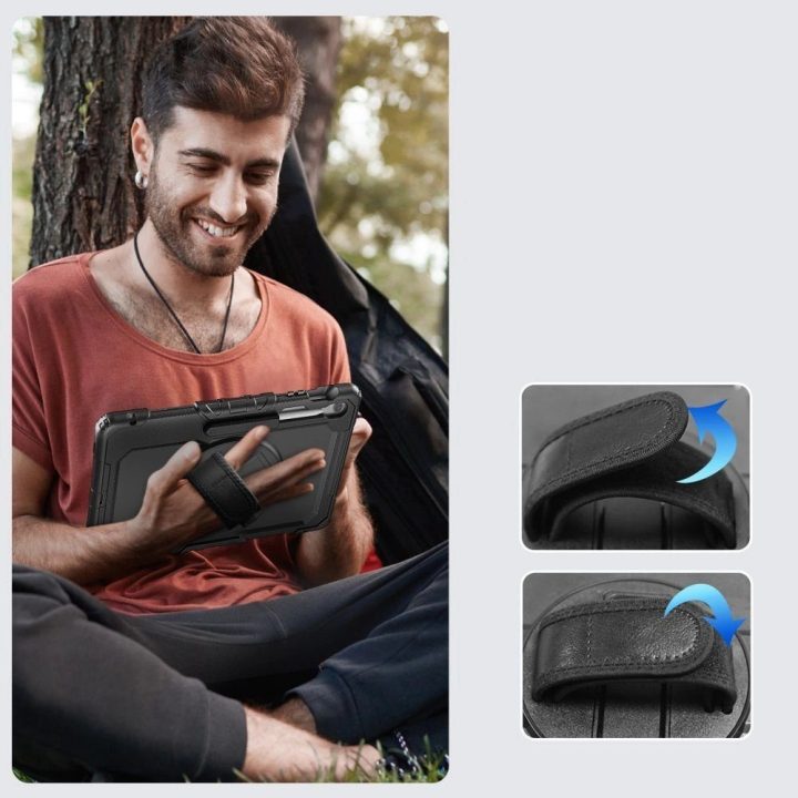 Apsauginis juodas dėklas Samsung Galaxy Tab S10 FE+ planšetei