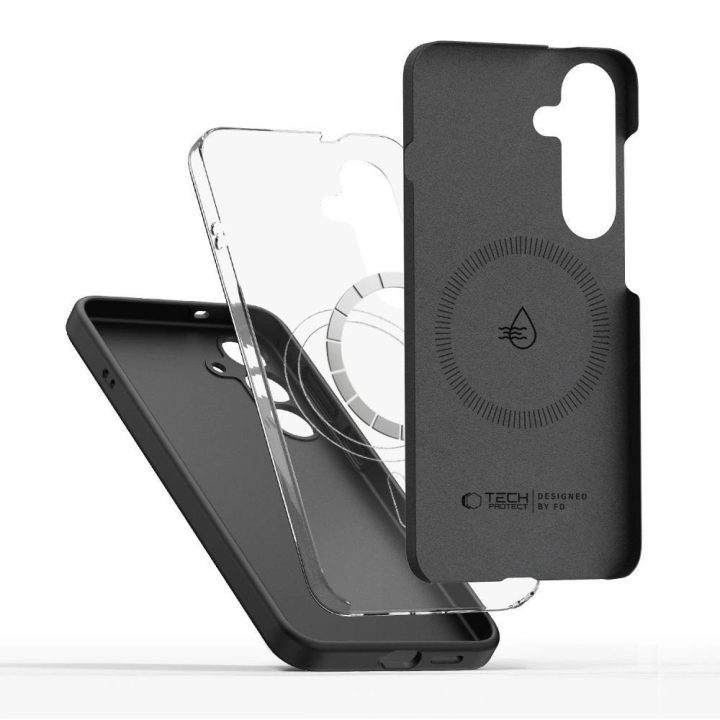 Juodas silikoninis dėklas su MagSafe Samsung Galaxy S25 Edge telefonui