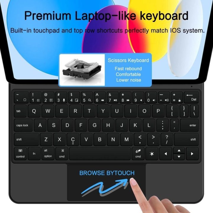 Juodas magnetinis iPad dėklas su klaviatūra 10.9–11