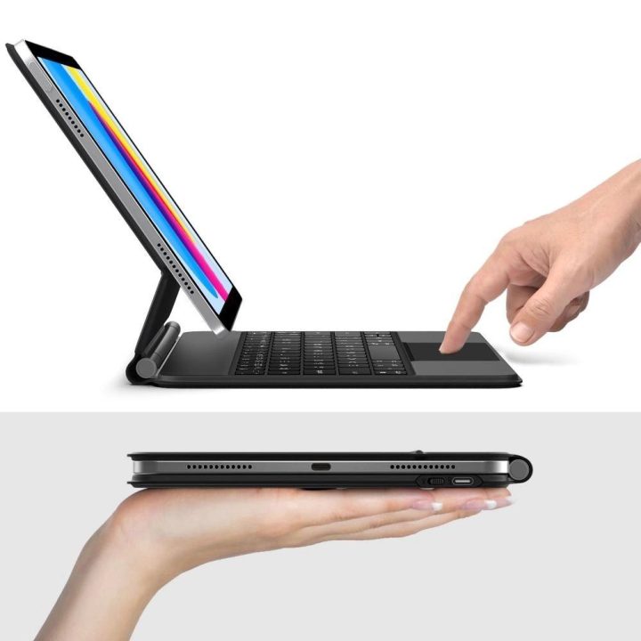 Juodas magnetinis iPad dėklas su klaviatūra 10.9–11