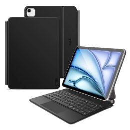 Juodas magnetinis iPad Air dėklas su klaviatūra