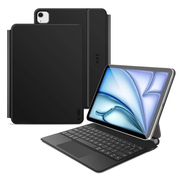 Juodas magnetinis iPad Air dėklas su klaviatūra