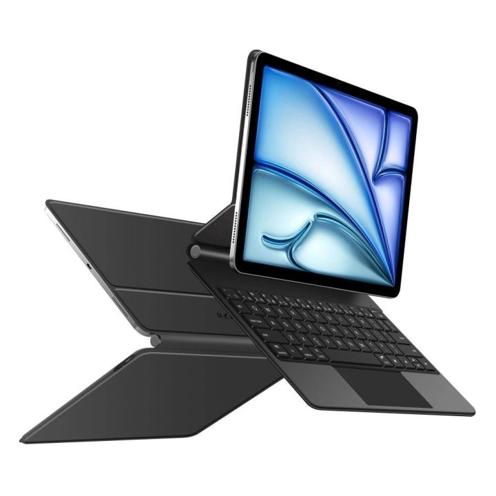 Juodas magnetinis iPad Air dėklas su klaviatūra