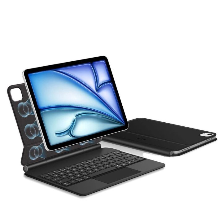 Juodas magnetinis iPad Air dėklas su klaviatūra