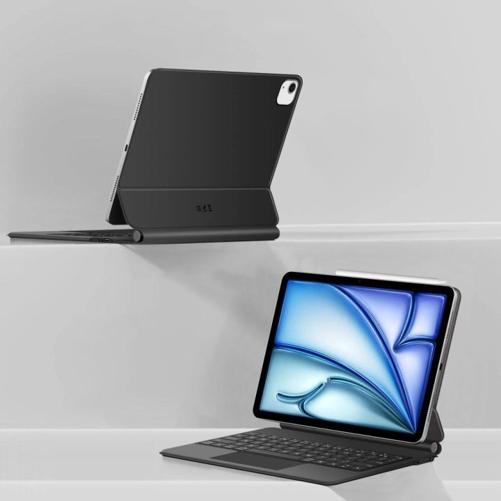 Juodas magnetinis iPad Air dėklas su klaviatūra