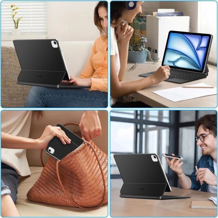 Juodas magnetinis iPad Air dėklas su klaviatūra