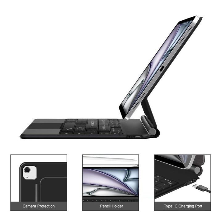 Juodas magnetinis dėklas su klaviatūra iPad Pro 12.9 / Air 13